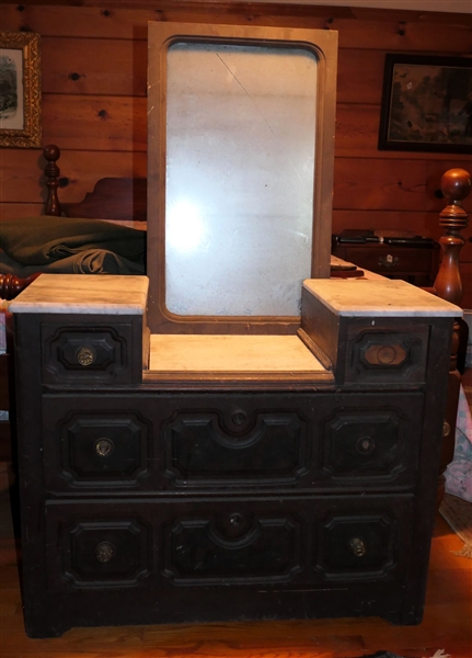 Marble Top Dresser with Mirror - Needs Restoration - Marble Tops Are Good - Measures 31" tall 38" by 17" 