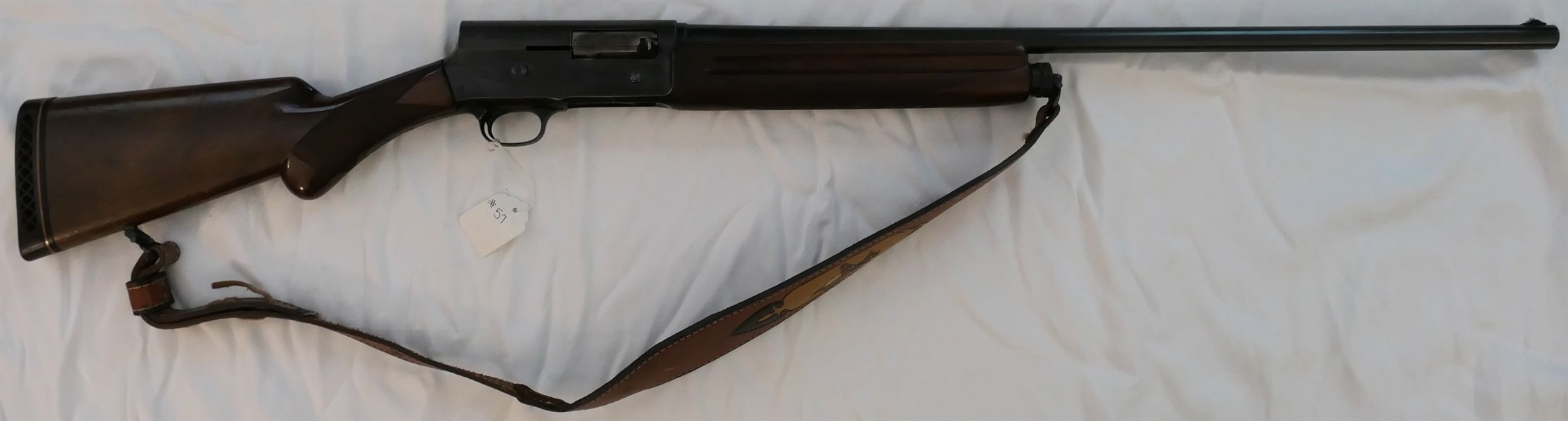 Browning 16 Gauge Auto. Shotgun - Made in Belgium - 2 3/4 Shell - With Embossed Leather Strap with Deer Head