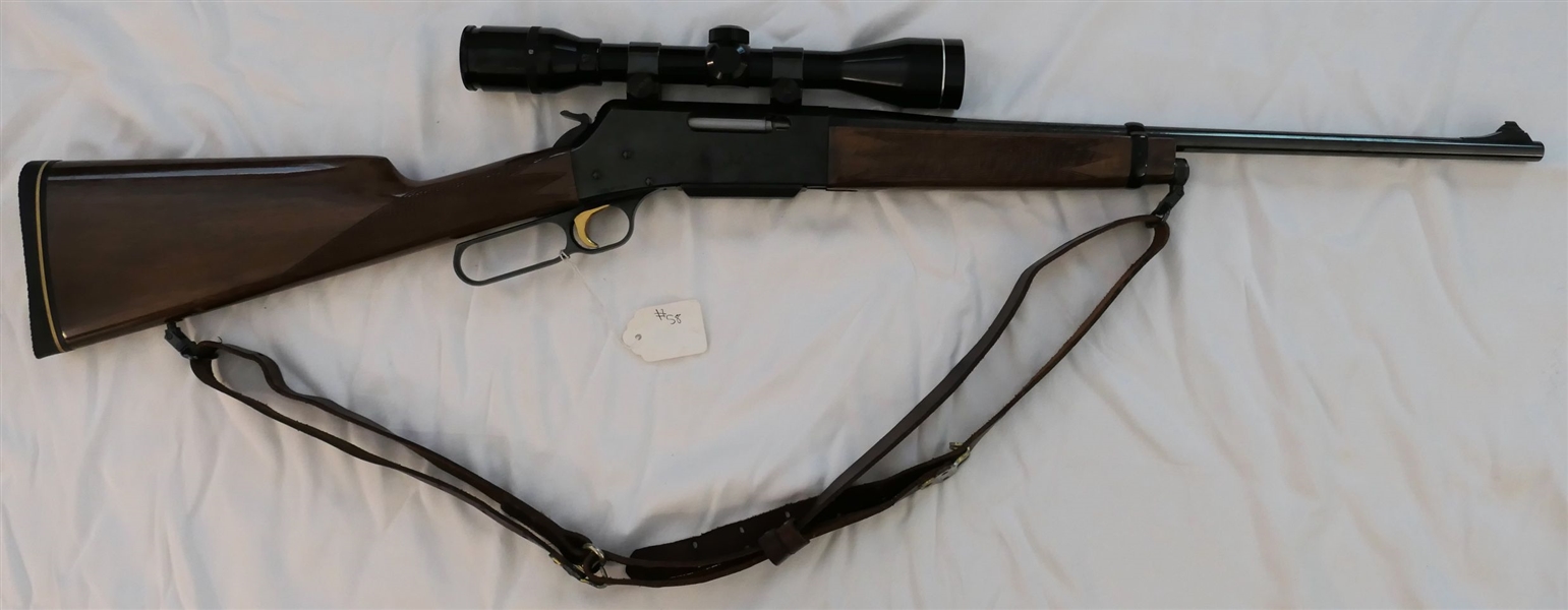 Browning Model 81 -  243 Caliber Lever Action Rifle - Made in Japan - With Charles Daily - 3.9 x 40 Scope - Leather Sling Strap - With Original Box and Carrying Case  - Clean Like New