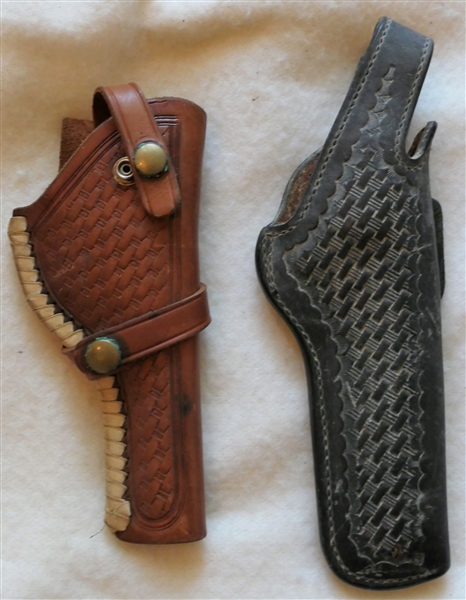 2 Leather Holsters - Brauer Bros. Mfg. St. Louis RL 25 and Black Bianchi #5BHL - .38/.357 S&W