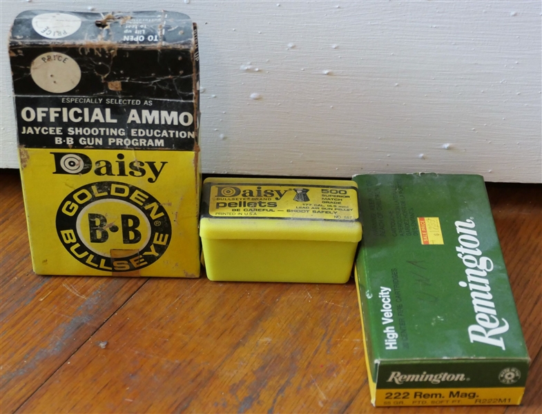 Full Box of 20 - .222 Rim Mag and 2 Partial Boxes of BBs and Pellets