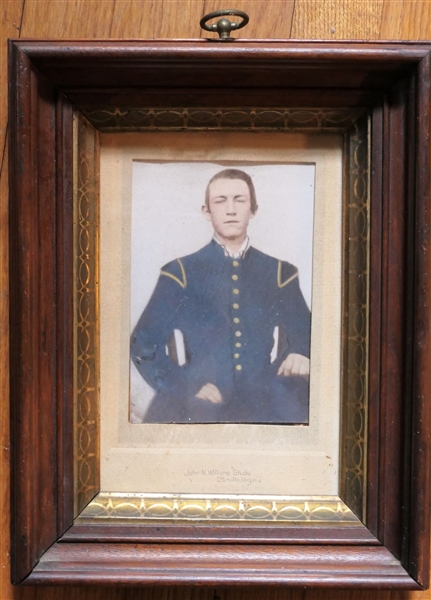 Hand Colored Photograph of A.W. Oliver July 20 - 1843 - Nov. 16, 1893 - Co. "A" 16th Virginia Inst. - CSA 1861-1865 - Enlisted in The Marion Rangers the 24th of April 1861 - Framed in Walnut...