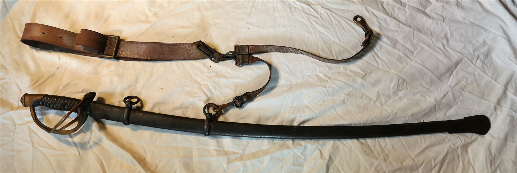 Mansfield & Lamb Forestdale US C.E.W. 1864 Civil War Sword in Metal Scabbard with Leather Strap - 