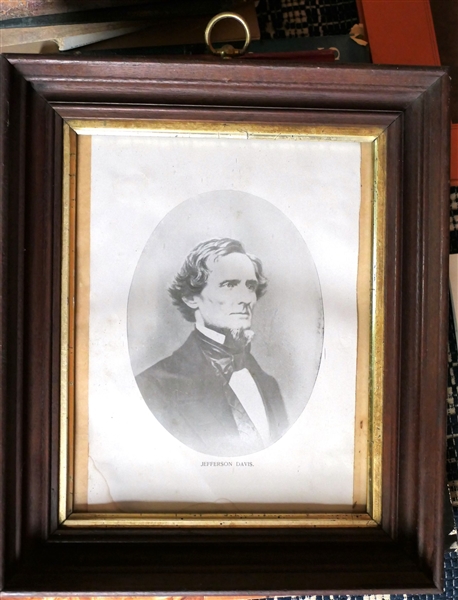 Image of Jefferson Davis in Walnut Shadowbox Frame - Frame Measures 13" by 11" 
