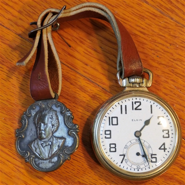 BW Raymond 21 Jewel - Elgin Pocket Watch -Serial Number 28203319 - BW Raymond 14kt Gold Filled Case -Case is Monogrammed - Watch is Running - Second Sub Dial - Oliver "The Chilled Plow" Watch Fob...
