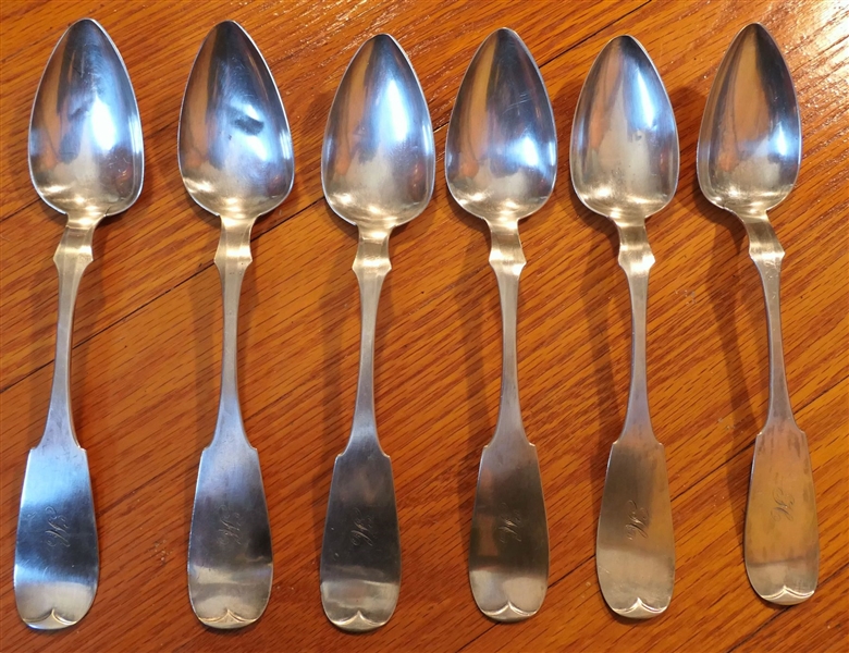 6 - Lewis Hyman, Rd Coin Silver Tablespoons - Each Spoon Measures 8 3/4" Long - Spoons Are Monogrammed