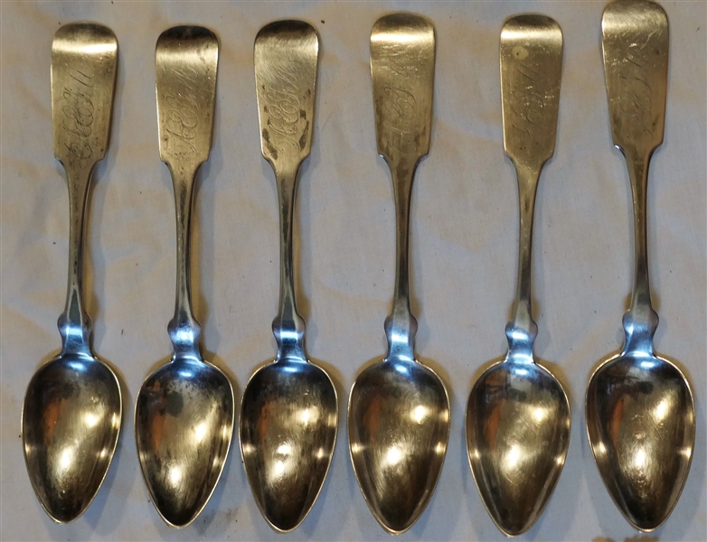 6 - T&T Cranson - Premium Coin Silver Teaspoons - Monogrammed - Each Spoon Measures 6" 