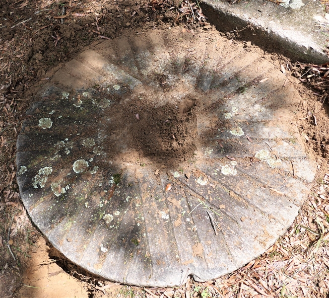 Large Millstone - Measures Approx. 9" Thick 48" Across - Has been Buried for Stepping Stone - Buyer Must Remove