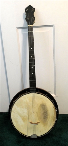 Smaller 4 String Banjo - Floral Applique on Back - Grover Bridge and String Attachments - Measures 33" Long