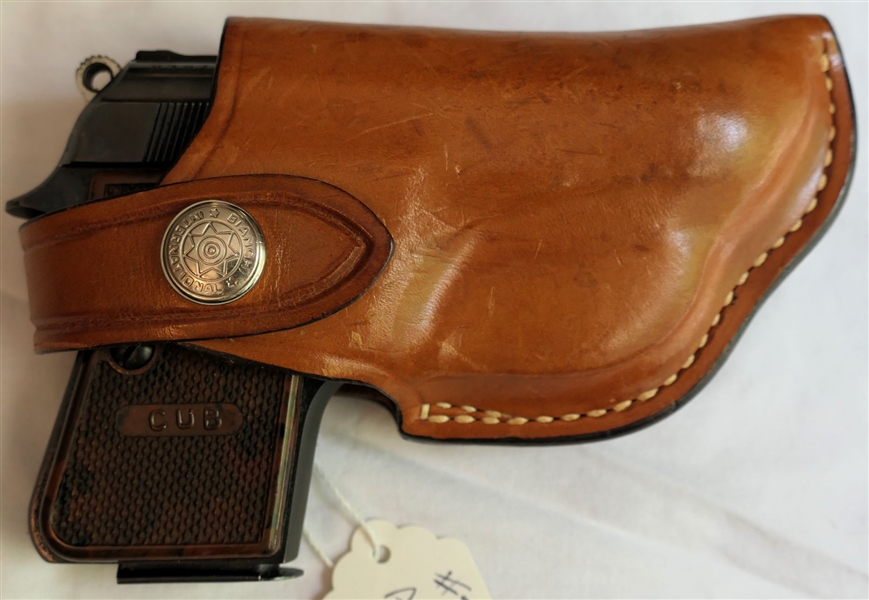 Astra "Cub" "Astra-Uncetay - 6.35 Caliber - Made in Spain - Pistol with Magazine in Leather Bianchi Holster