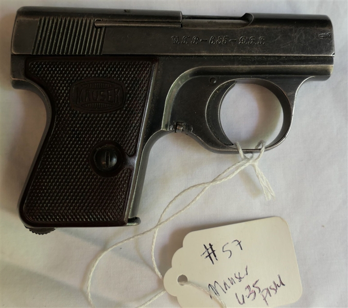 Mauser W.F.P. - 6.35 - D.R.P. - Mauser - Werke A.G - Oberndorf - German Mauser Pistol 6.35 Cal. - 1 Grip is Broken - Has Additional Set of Grips - 