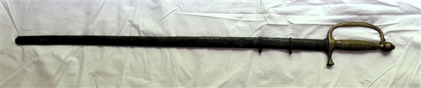 Sword in Metal Scabbard - Brass Handle - Measures 36" Long