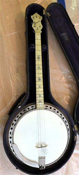 Concertone 4 String Banjo - Micro Mosaic Band on Front and Back - Birdseye Maple Inlay on Back - In Case 