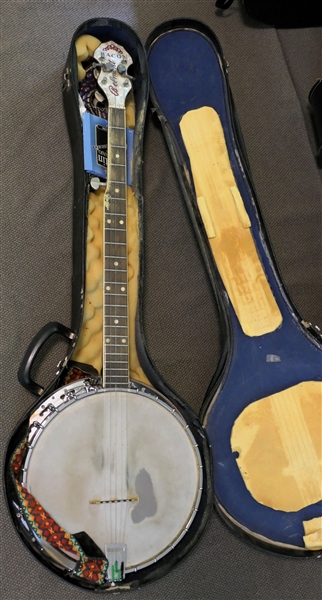 Bacon Belmont 5 String Banjo - with Strap - With Replacement Strings - in Case 