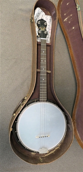 Stella 4 String Banjo - Applied Decoration on Neck and Back - Back Is Loose  - In Case 