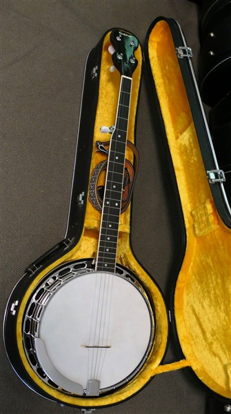 Epiphone 5 String Banjo in Nice Case with New Strap and Tuner 
