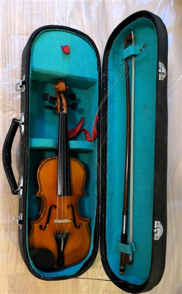 Small Antonio Adani Violin - No. AD16 - Made in 1982 - In Case with Bow - Measures 14" Long