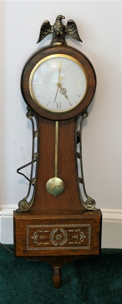 United Electric Banjo Clock with Eagle Finial - Measures 29" Long