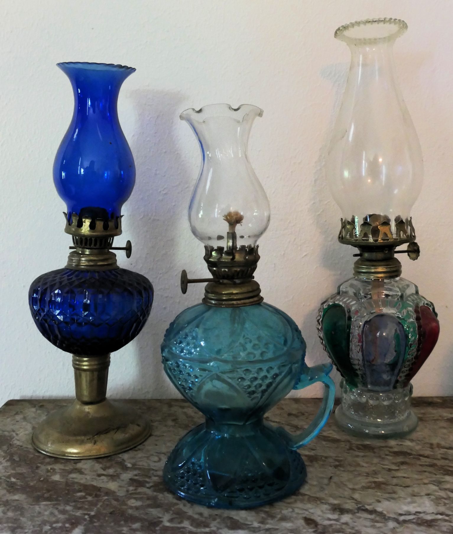 Lot Detail Miniature Oil Lamps Blue Finger Oil Lamp Measures