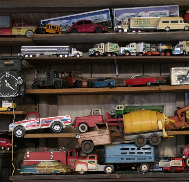 Toys will be sold on Saturday April 6th - Auction Begins at 10am. Photos are a sample of items to be sold. Die cast cars, pressed steel cars and trucks. 