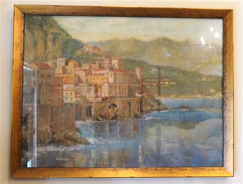 Beautiful Large Painting Signed Lango - Alfami Italy- Framed in Gold Frame - Measures 39" by 51"