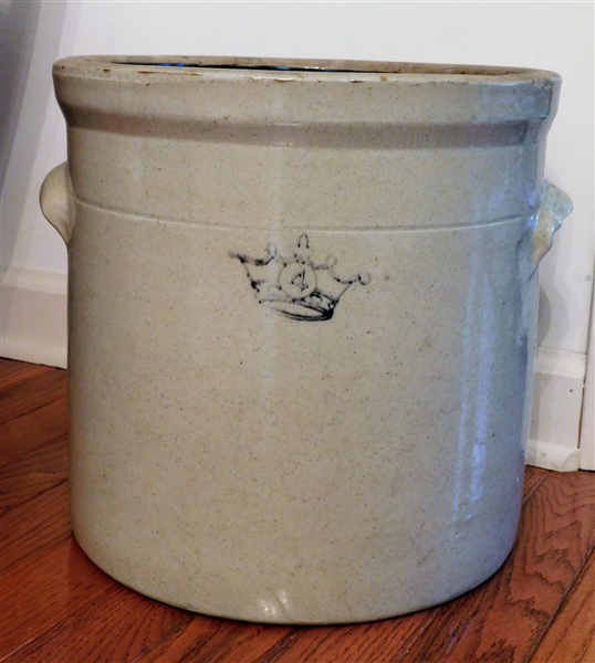 4 Gallon Crock with Crown - Chip on Handle - Under Glaze