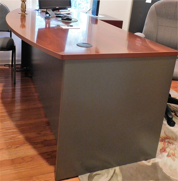 Modern Curved Front Desk with Cutouts for Wiring - 29 1/2" tall 71" by 36"