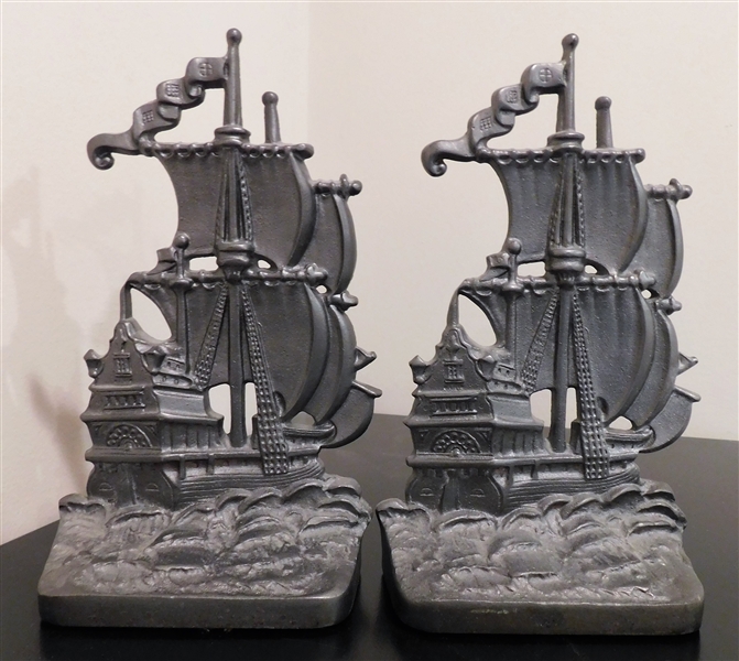 Pair of Seville Studios Ship Bookends - 9" - Dated 1928