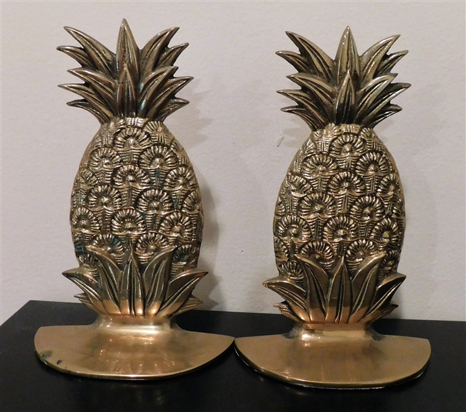 Pair of Brass Pineapple Bookends - 6"