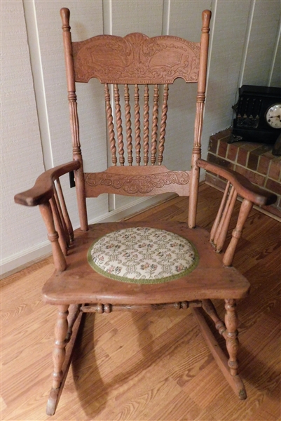 Oak Barley Twist Rocker - Carved Back 