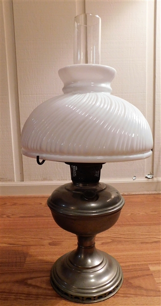 Metal Aladdin Oil Lamp with Milk Glass Shade