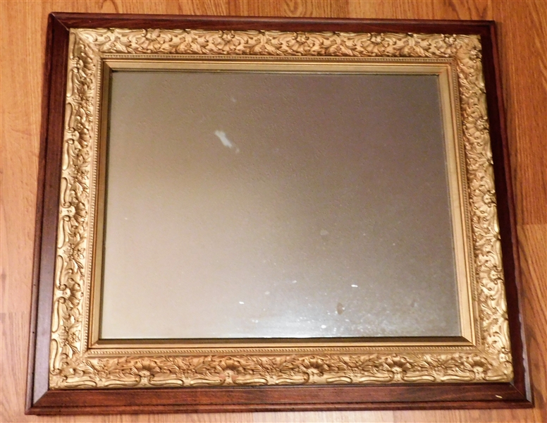 Wood and Gold Gilt Framed Mirror - 27" by 32"