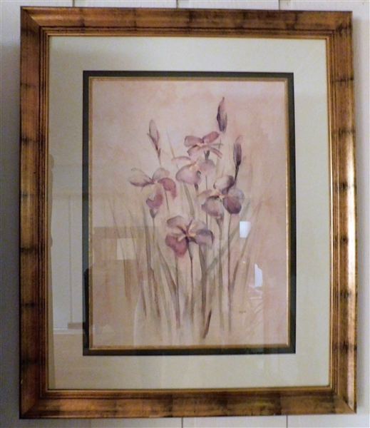 Blum Iris Print- Nicely Framed and Matted- Frame Measures - 45" by 37"