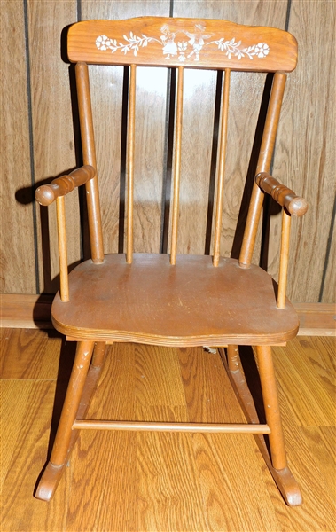 Childs Stencil Painted Rocking Chair - 26" tall