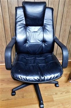 Black Bonded Leather Rolling Office Chair