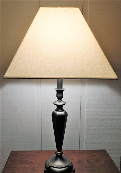 Pewter Colored Metal Table Lamp - 31" Tall 