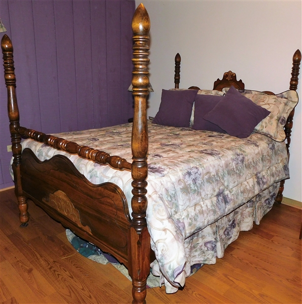 Full Sized 1930s Bed with Nice Croscill  Bedding Included 