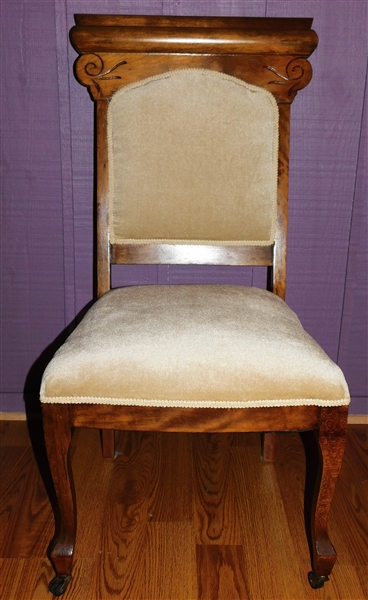 Victorian Side Chair - Carved Details on Back - On Casters 