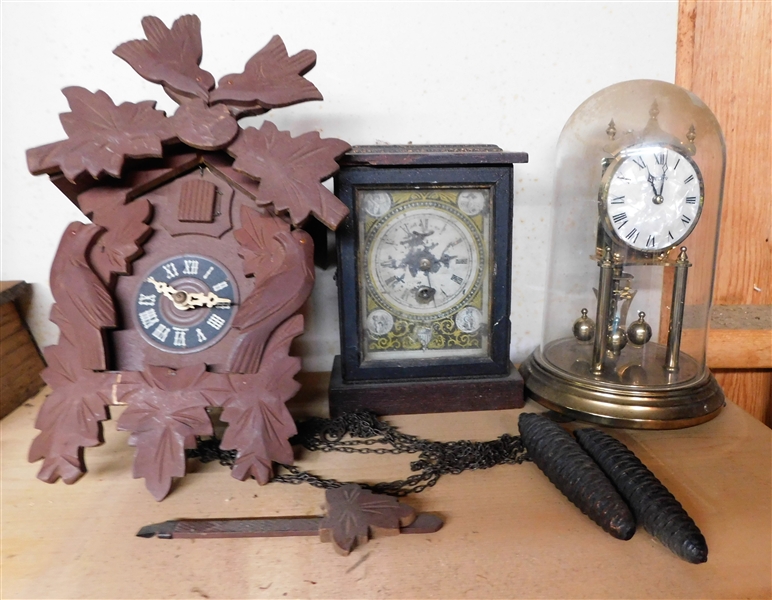 3 Project Clock including Cuckoo Clock, Anniversary Clock, and Other Carriage Clock 