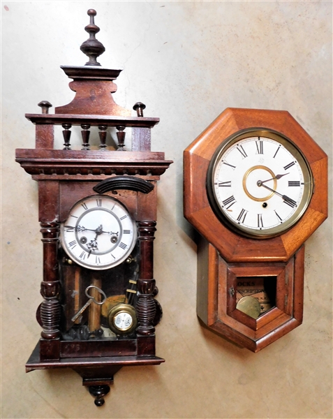 2 Project Wall Clocks - 28" and 20" - Longer one Has Pendulum and Key