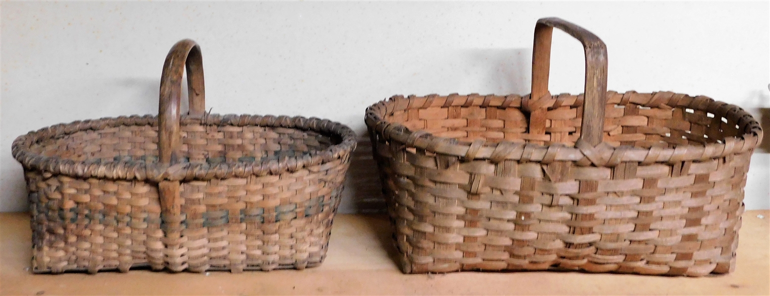 2 Rectangular Oak Split Baskets - Largest Is 6" tall 15" by 9"