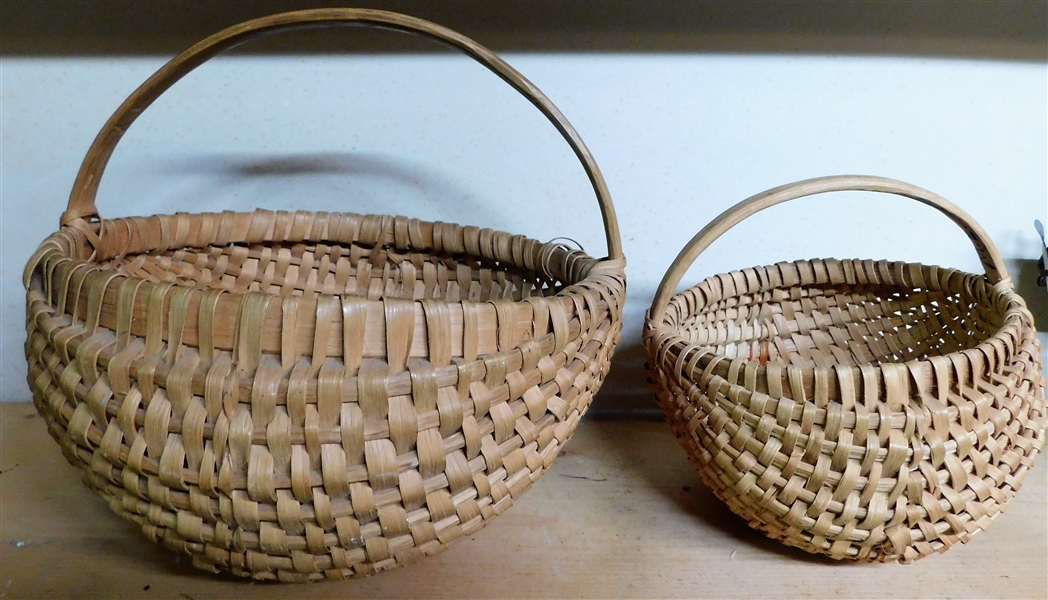 2 Oak Split Egg Baskets - Largest Measures 6 1/2" by 12"