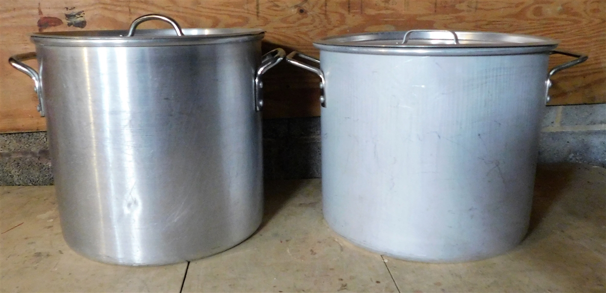 2 Stainless Stock Pots with Lids - 1 is 22 Quart 