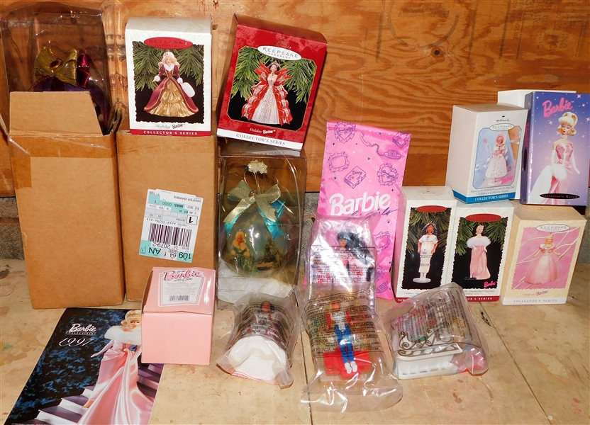 Lot of Barbie Hallmark Christmas Ornaments, Balls, and McDonalds Toys