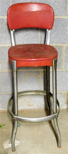 Red Metal  Stool 36" tall - Needs Tightening 