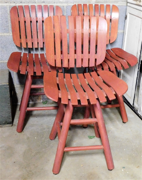 3 Red Childs Swivel Stools - 30" Tall 