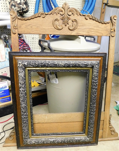 Oak Dresser Mirror Frame and Oak and Gold Gilt Frame - Picture Frame Measures - 30 1/2" by 26 1/2"