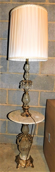 Marble and Crystal Table Lamp with Prisms - 61" tall 