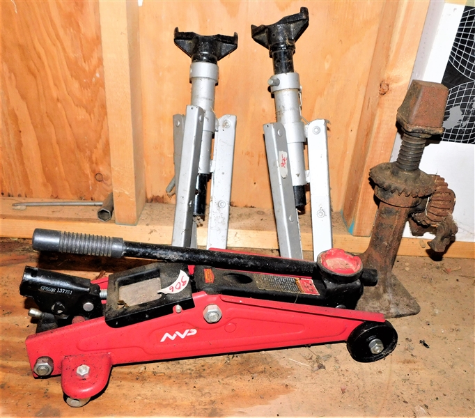 2 Ton Foldable Jack Stands, Red MP Rolling Jack, and Other Jack  