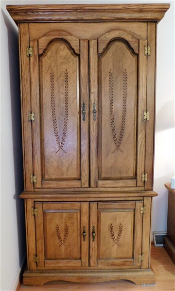 Solid Oak Burlington Furniture Lexington, NC Wardrobe - Lots of Inside Storage- Excellent Condition - 76" 36" by 19"